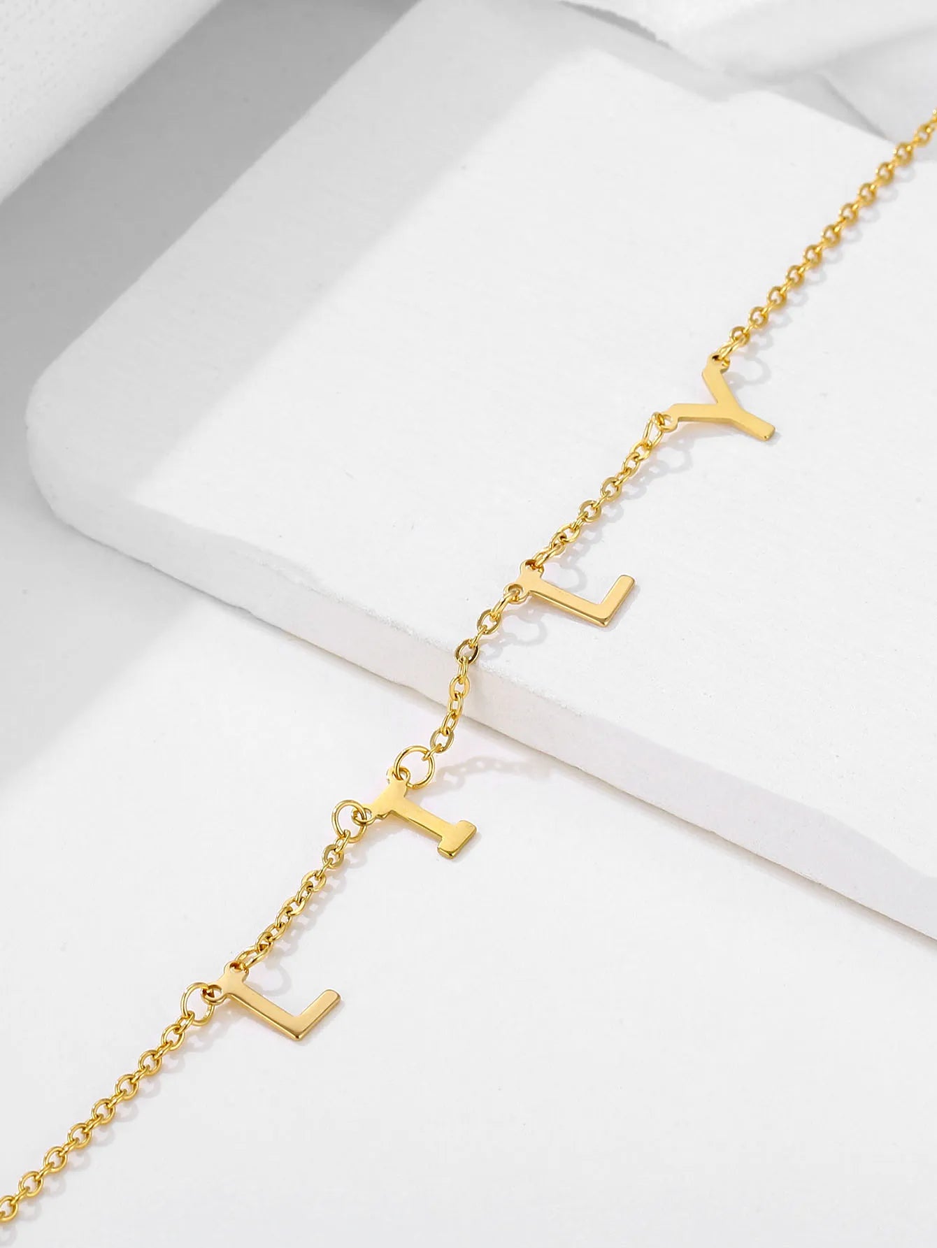 Name  Style Letter Stainless Steel Plating 18k Gold Plated Necklace