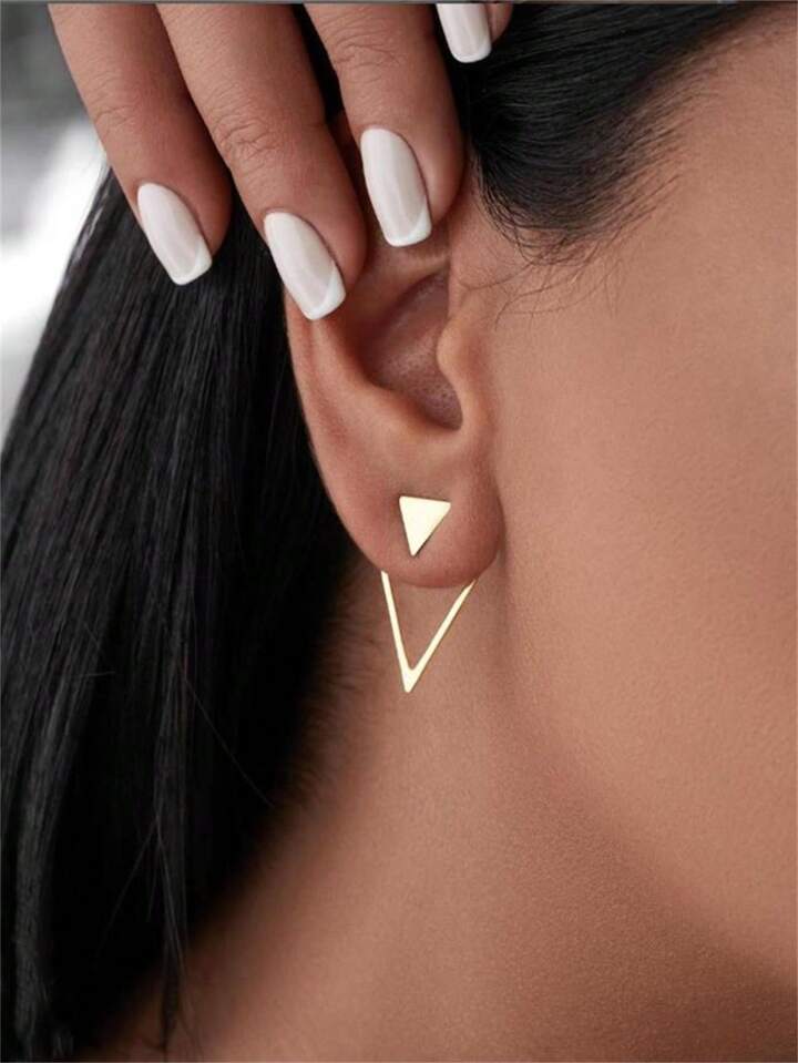 Gold  Style Cool Style Geometric Polishing 304 Stainless Steel Ear Stud