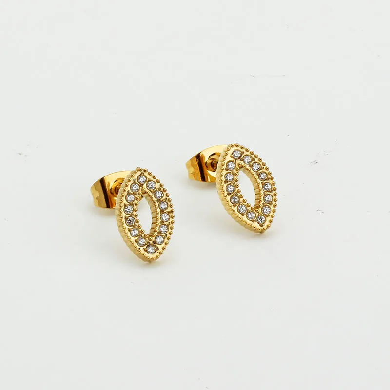 Style Classic Style Eye Plating Inlay Stainless Steel Zircon 18k Gold Plated Ear Stud