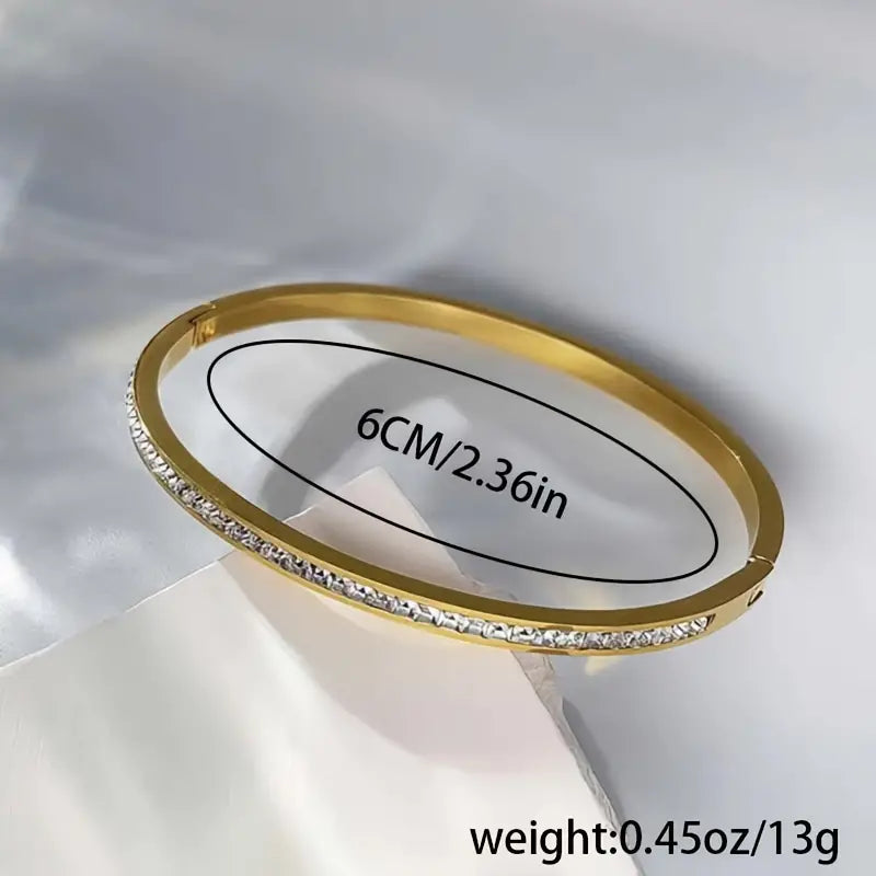 Elegant Simple Style Round Titanium Steel Plating Inlay Zircon 18k Gold Plated Bangle