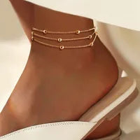 Beaded Decorated Stainless Steel Anklet