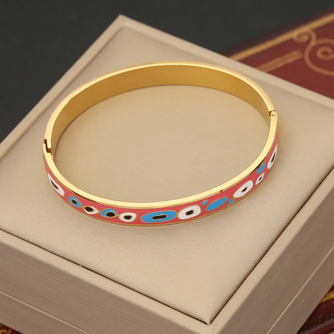 Printed Patterns Stainless Steel 18K Gold Plated Bracelet