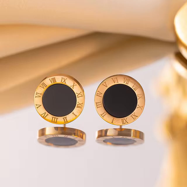 Roman Numerals Rose Gold Stud