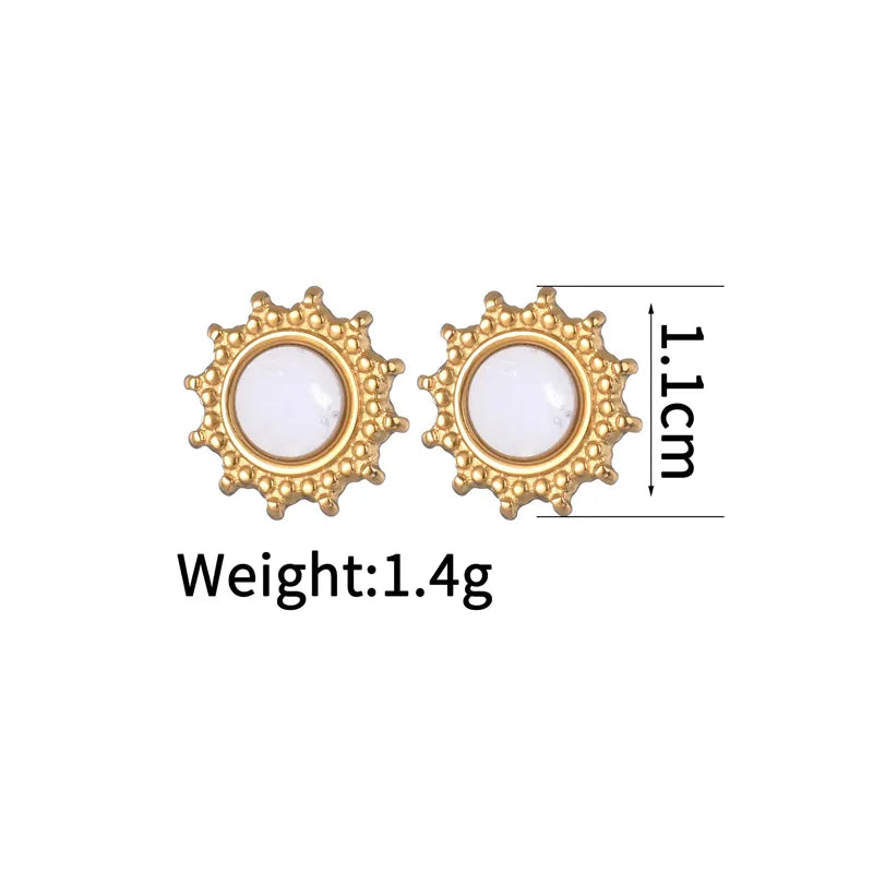 Sun Burst 304 Stainless Steel 18K Gold Plated Ear Studs