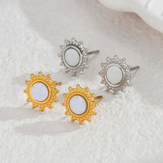 Sun Burst 304 Stainless Steel 18K Gold Plated Ear Studs