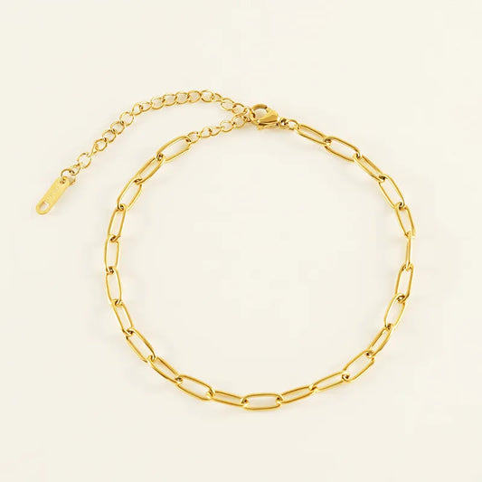 Paper clip Casual Simple Style Solid Color Stainless Steel Plating 18k Gold Plated Women's Anklet