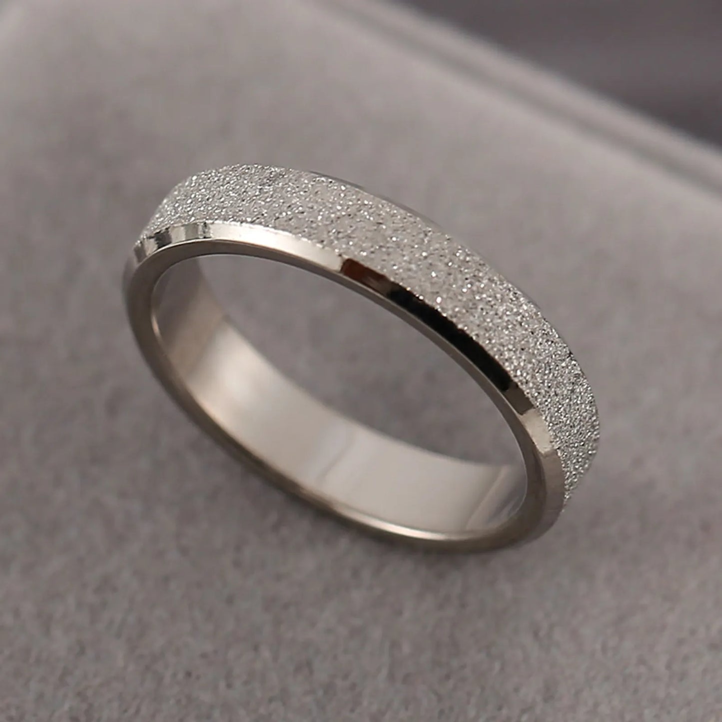 Silver Simple Style Round Titanium Steel Plating Ring