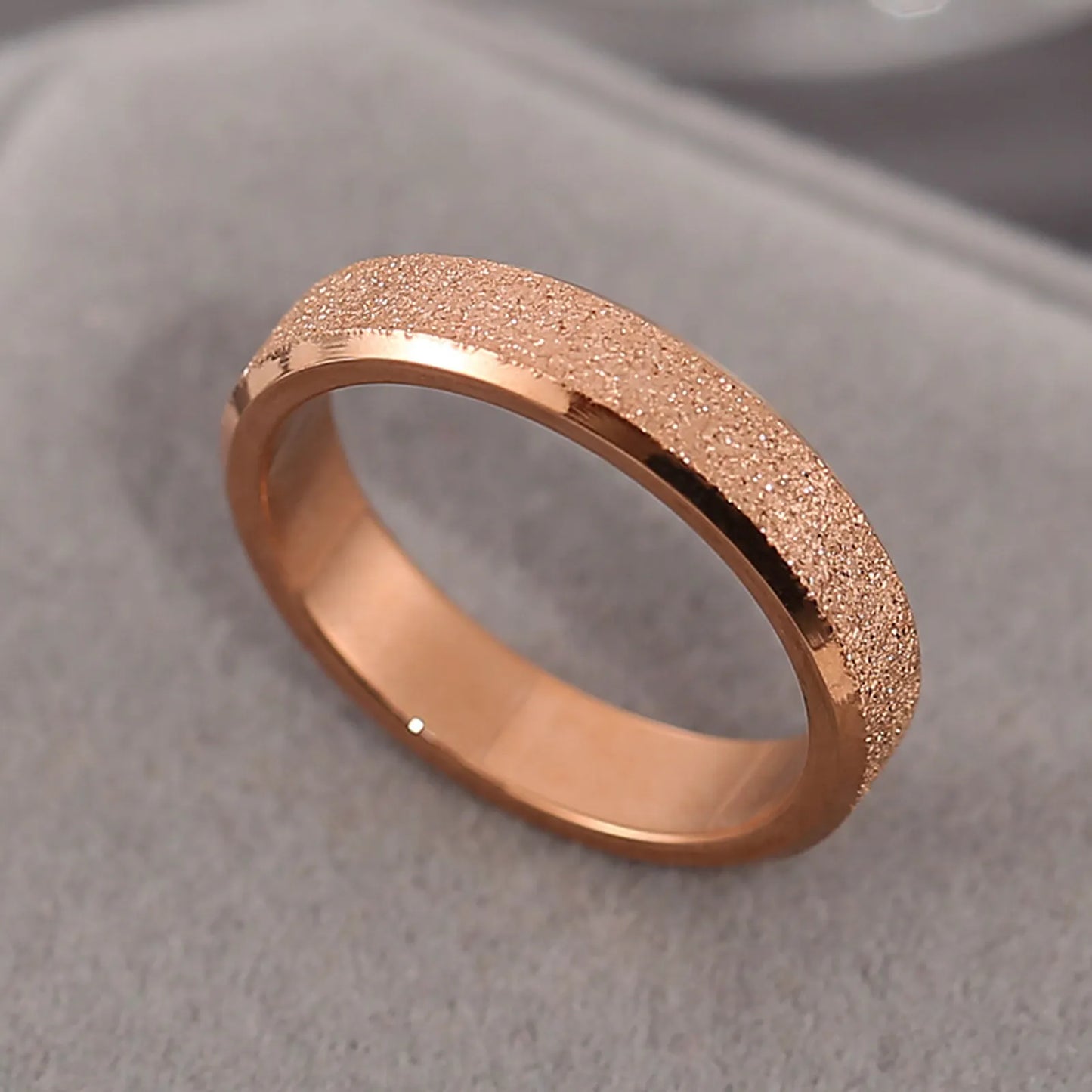 Rose Gold Frosted Titanium Steel Ring