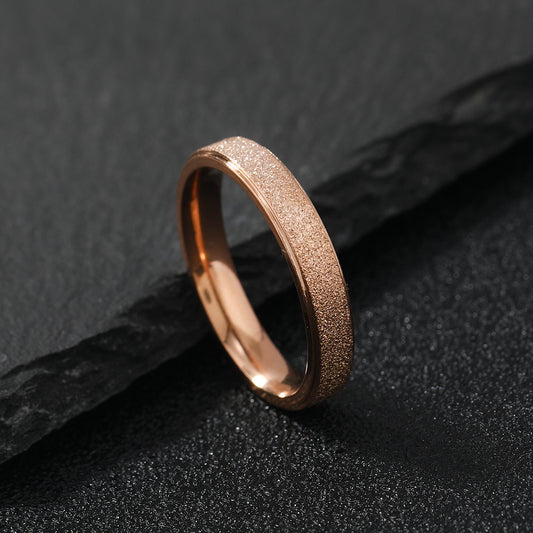 Rose Gold Frosted Titanium Steel Ring