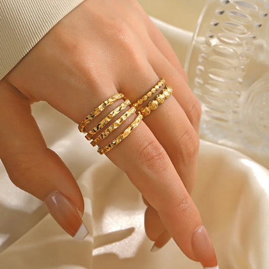 Simple Style Lines 304 Stainless Steel 18K Gold Plated Plating Open Ring