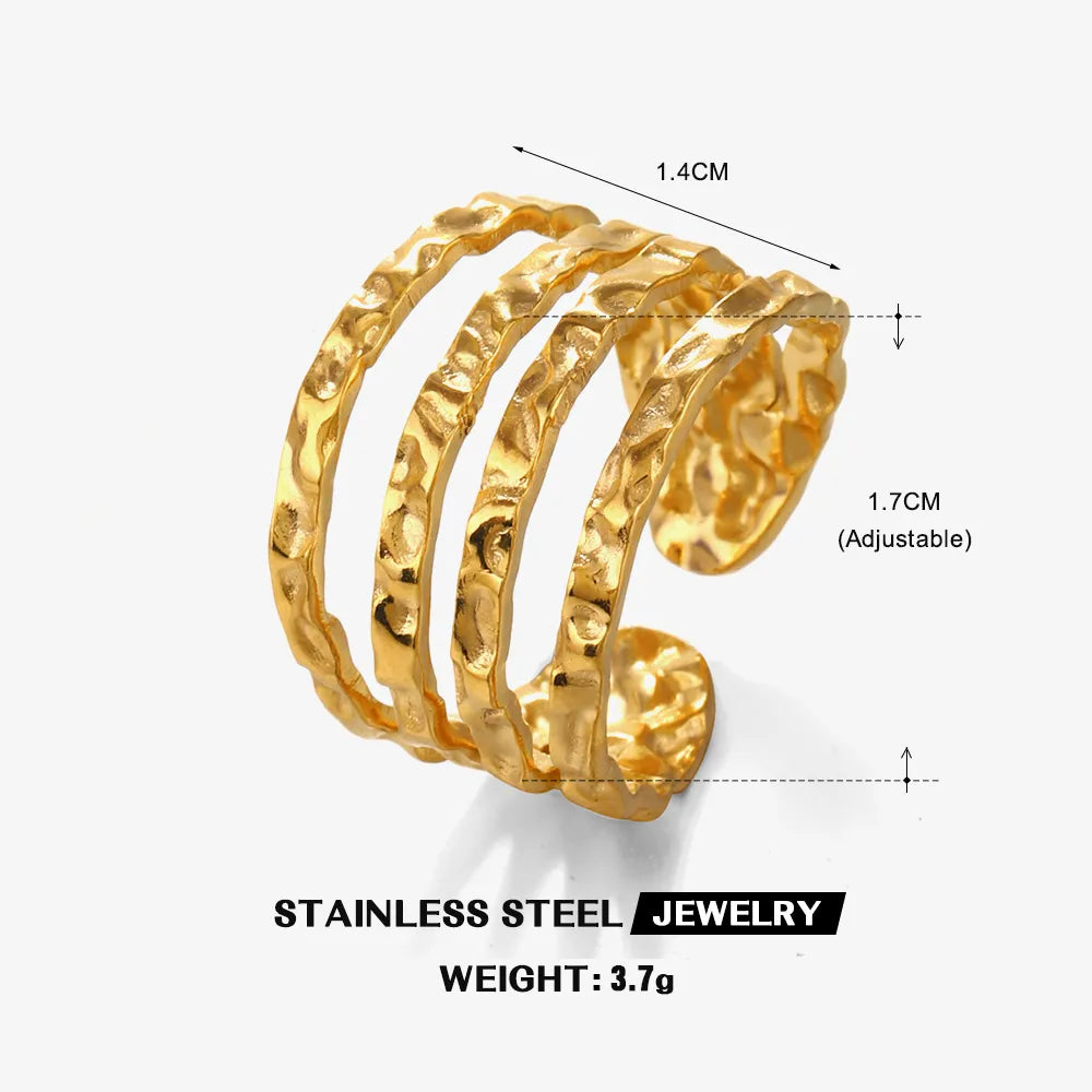 Simple Style Lines 304 Stainless Steel 18K Gold Plated Plating Open Ring