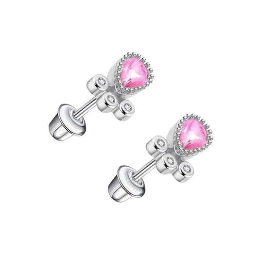 Cute Pink Diamond Stainless Steel Stud Earring