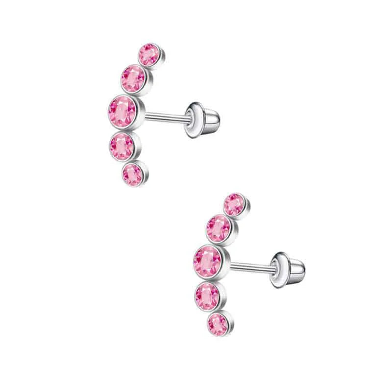 Five Circle Pink Stainless Steel Earring Stud