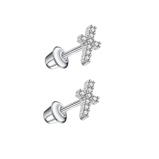 Cross Stainless Steel Silver Stud Earring