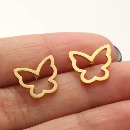 Butterfly Design 18K Gold Plated and Stainless Steel Stud