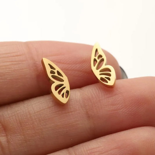 Butterfly 18K Gold Plated and Stainless Steel Wings Earring Stud