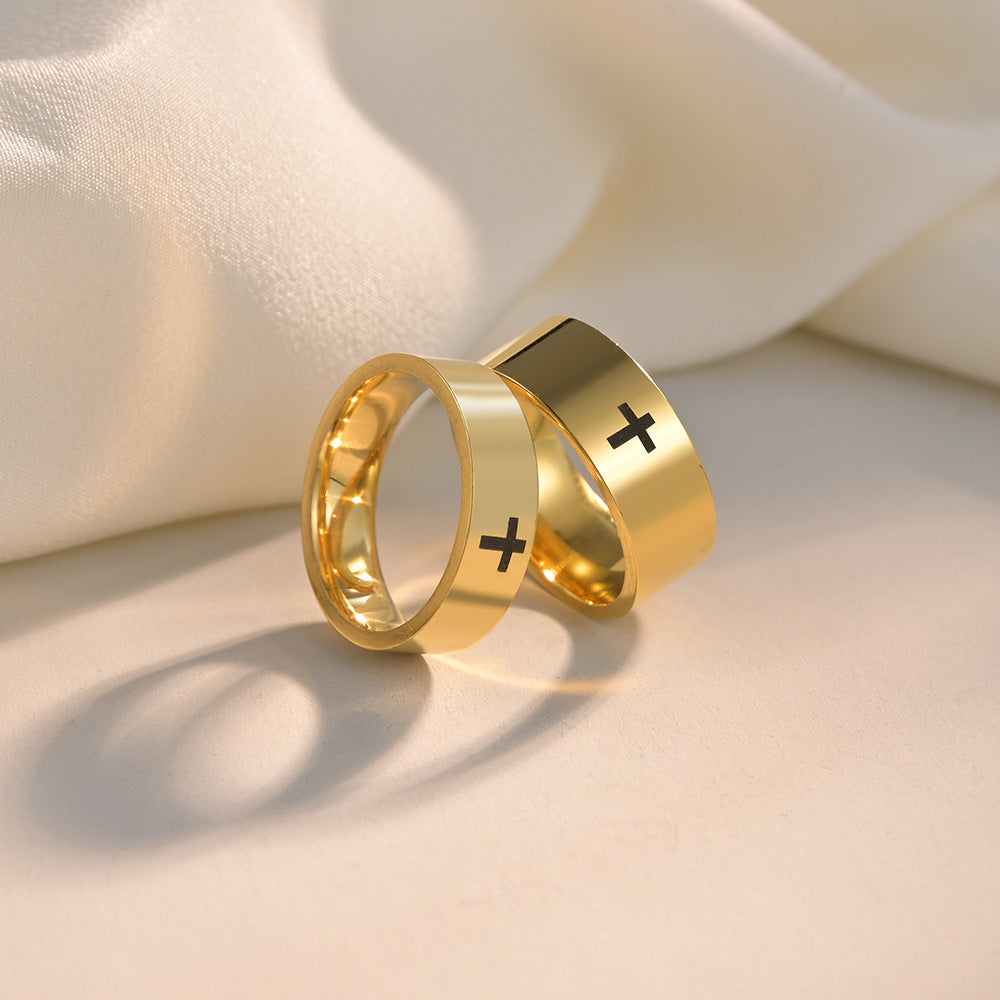 Cross 201 Stainless Steel Gold Plated Plating Ring