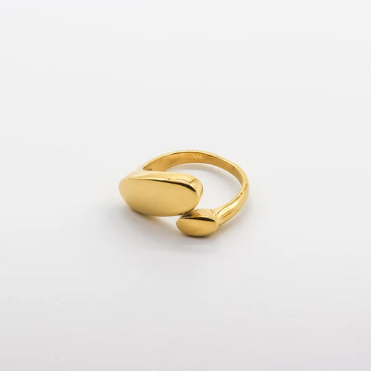 Titanium Steel 18K Gold Plated Simple Style Round Hollow Ring