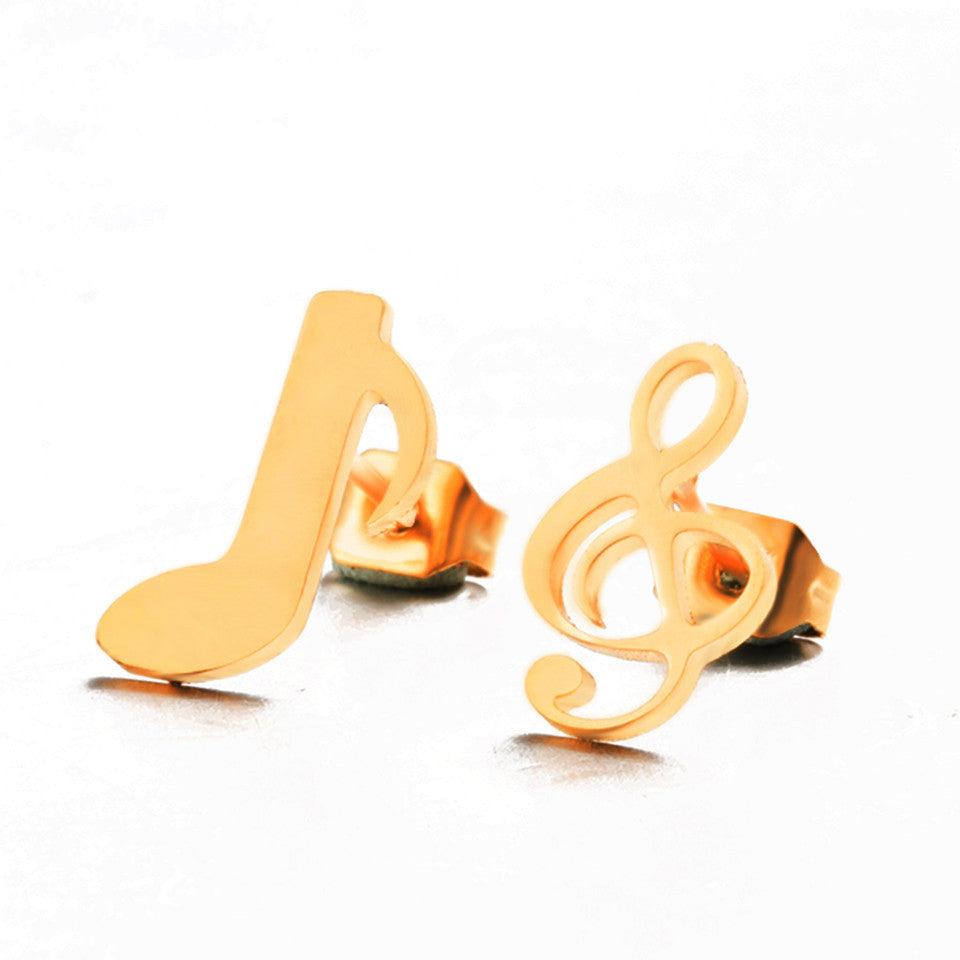 Simple Style Notes Plating 304 Stainless Steel No Inlaid Earrings Ear Studs