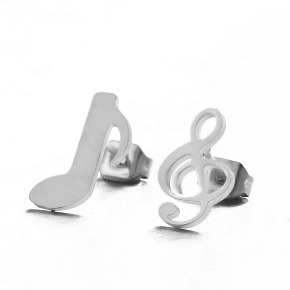 Simple Style Notes Plating 304 Stainless Steel No Inlaid Earrings Ear Studs