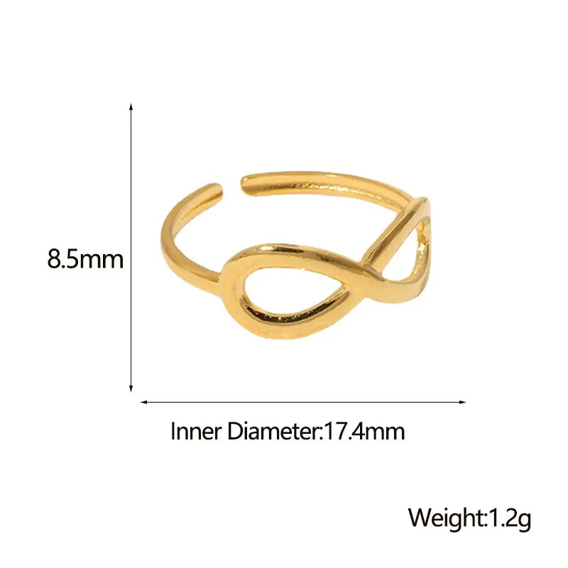 304 Stainless Steel 18K Gold Plated Sweet Simple Style Plating Hollow Out Infinity Open Ring