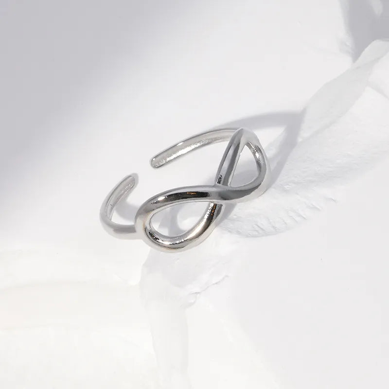 304 Stainless Steel 18K Gold Plated Sweet Simple Style Plating Hollow Out Infinity Open Ring