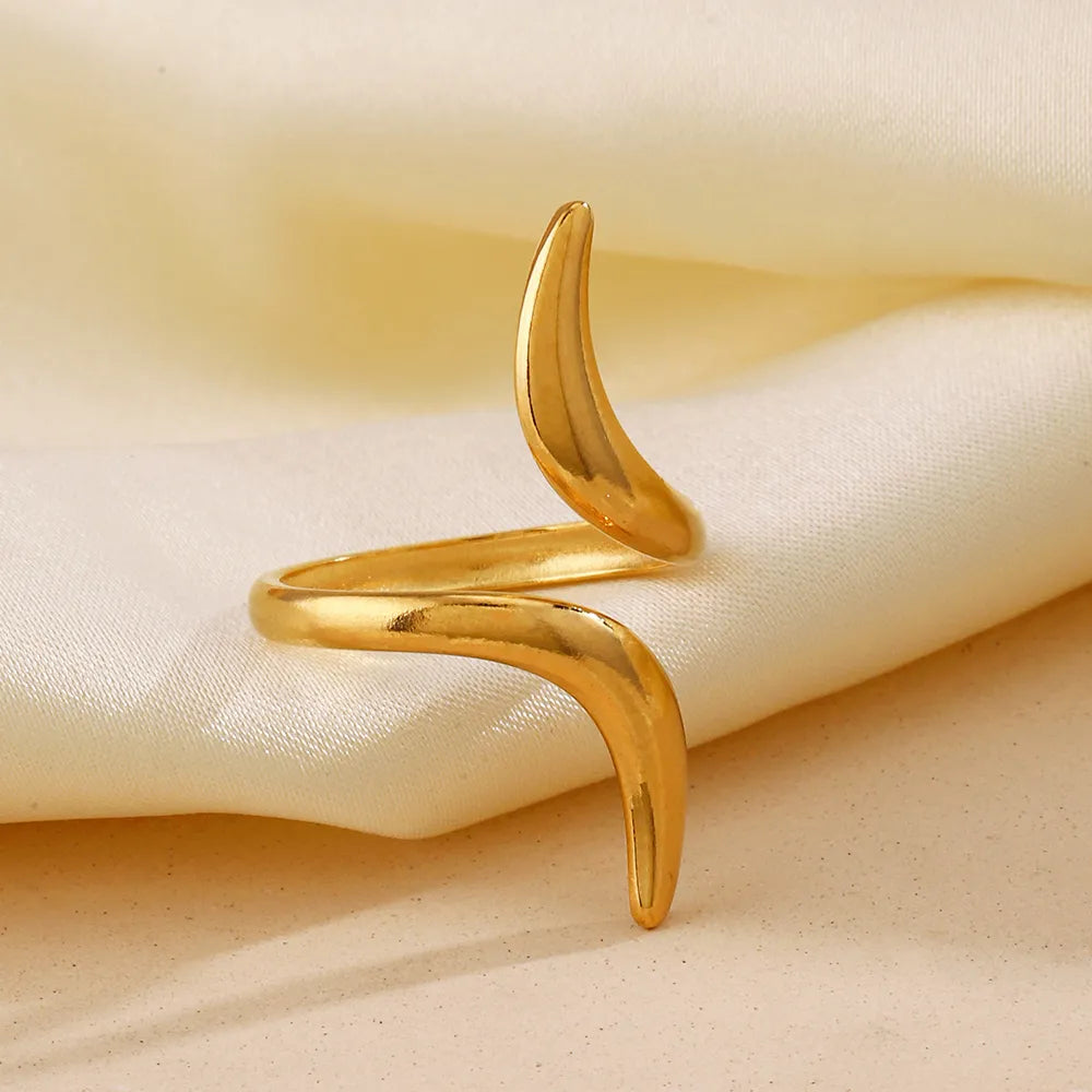 304 Stainless Steel 18K Gold Plated IG Style Simple Style Lines Open Ring