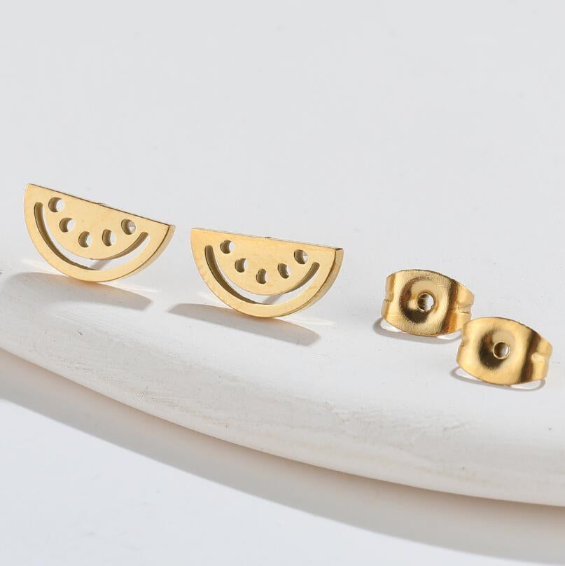 Watermelon Plating 304 Stainless Steel No Inlaid 18K Gold Plated Ear Stud