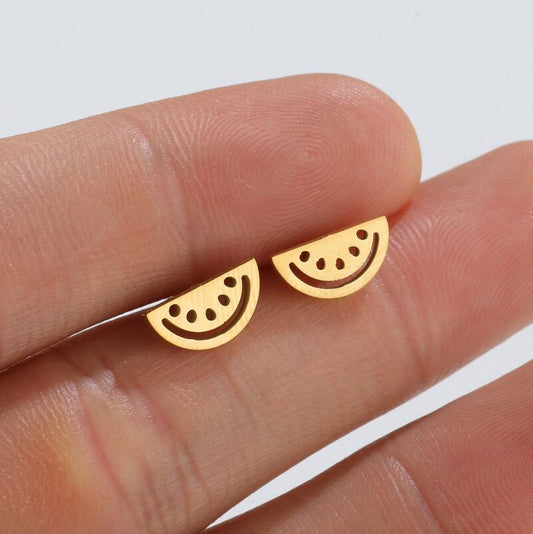 Watermelon Plating 304 Stainless Steel No Inlaid 18K Gold Plated Ear Stud