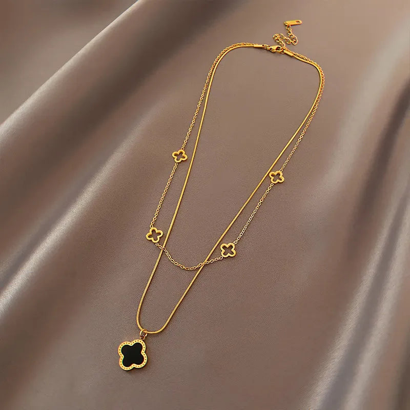 Titanium Steel Clover Plating Pendant Necklace