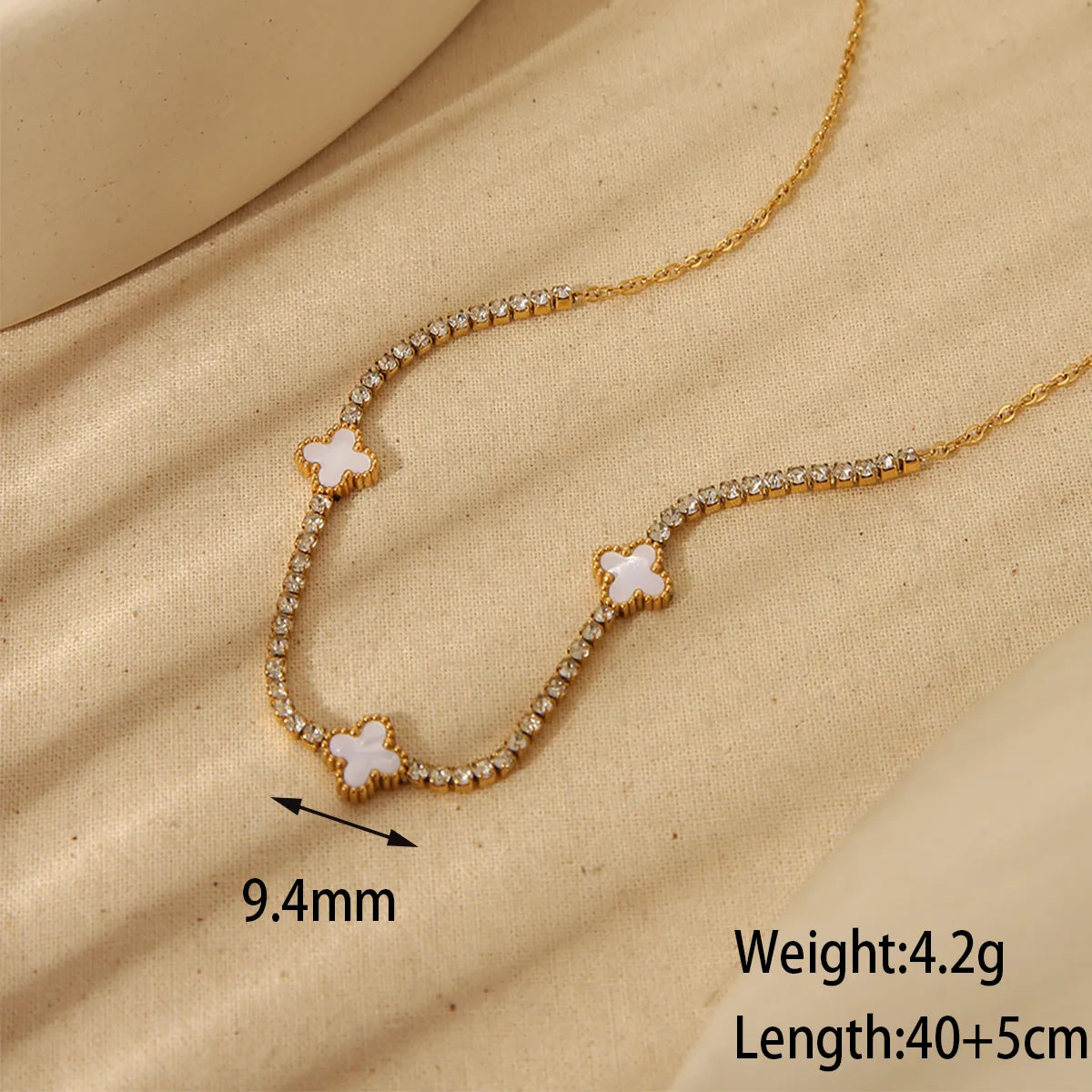 Four Leaf Clover 304 Stainless Steel Acrylic Zircon 18K Gold Plated Epoxy Plating Inlay Earrings Necklace