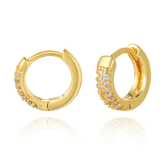 Casual Simple Style Circle Round Brass Plating Inlay Zircon 18k Gold Plated Earrings