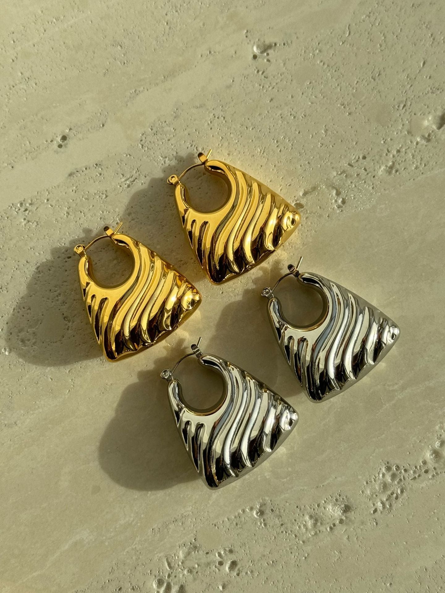 IG Style Geometric Titanium Steel 18K Gold Plated Earrings