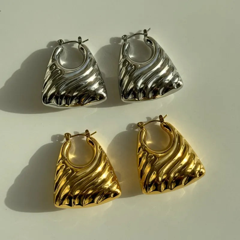 IG Style Geometric Titanium Steel 18K Gold Plated Earrings