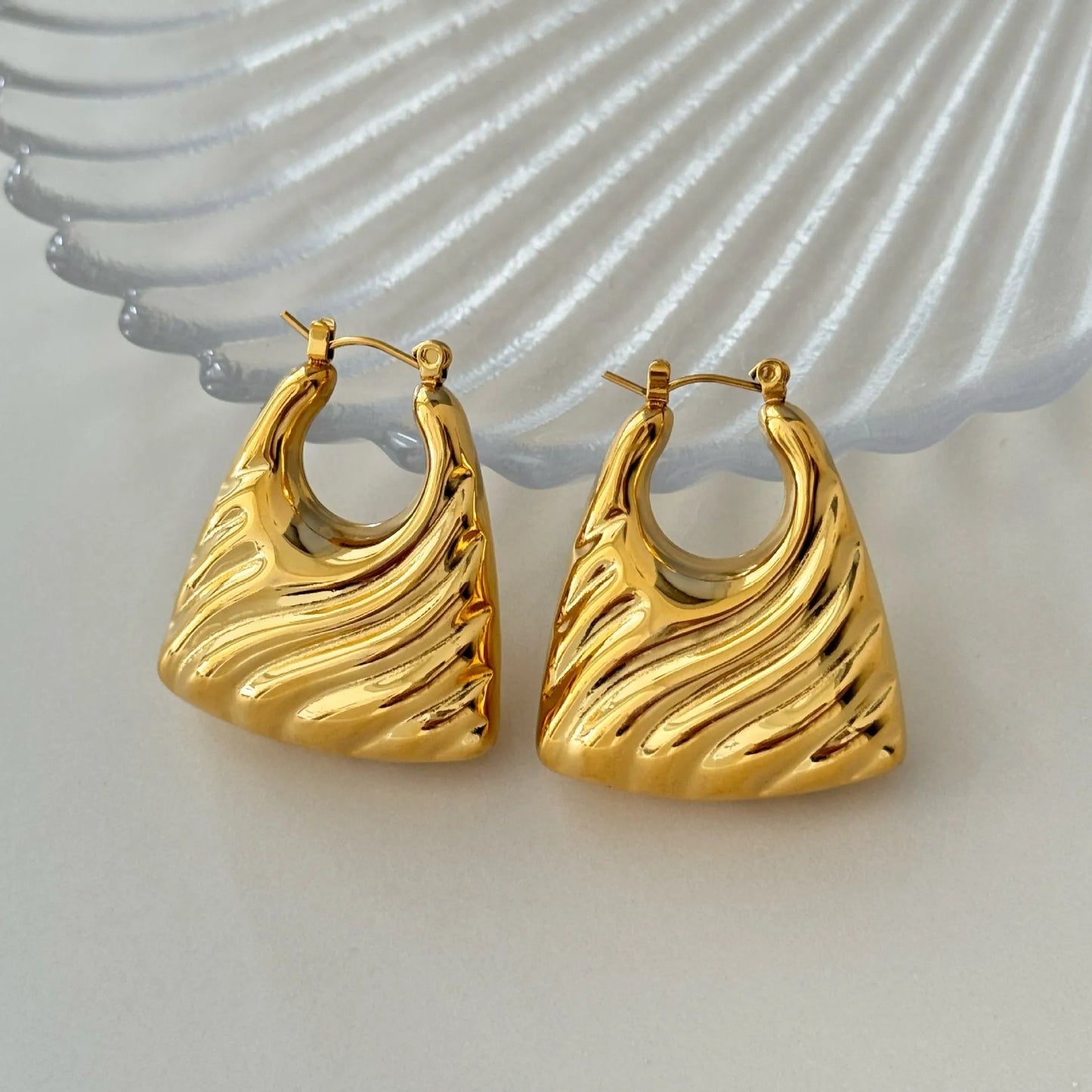 IG Style Geometric Titanium Steel 18K Gold Plated Earrings