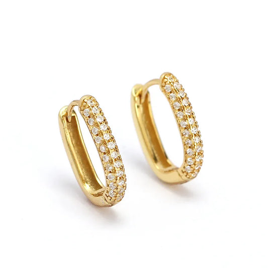 Gold Simple Style Solid Color Inlay Genuine Sterling Silver Zircon Earrings