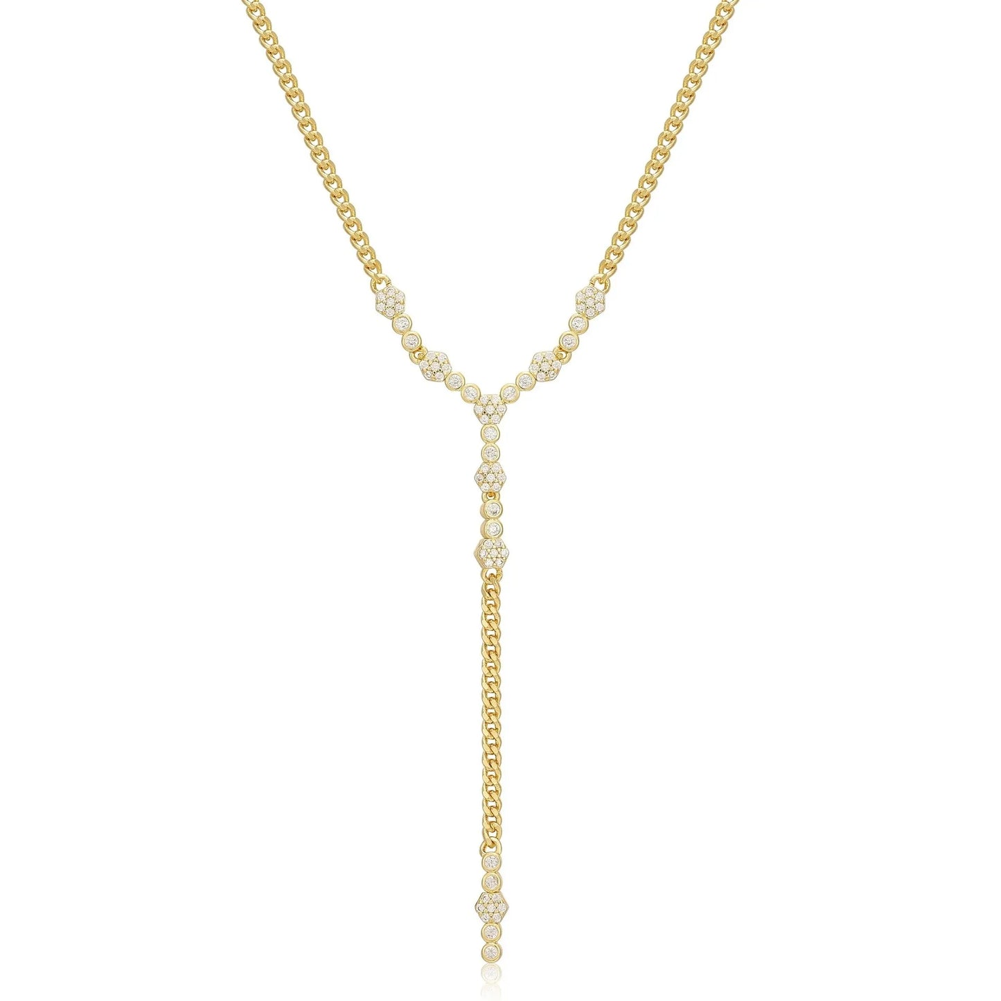 Lengthy Style Solid Color Stainless Steel Plating Inlay 18K Gold Plated Zircon Necklace