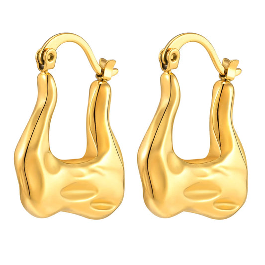 Irregular Solid Color Stainless Steel 18K Gold Plated Drop Earrings