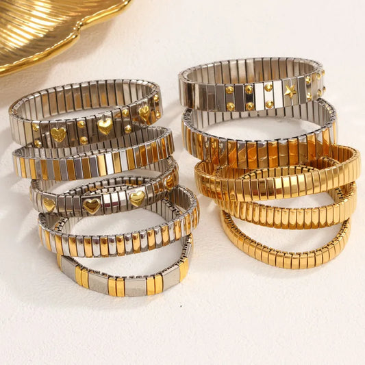 Silver and Gold 304 Stainless Steel Zircon Wristband