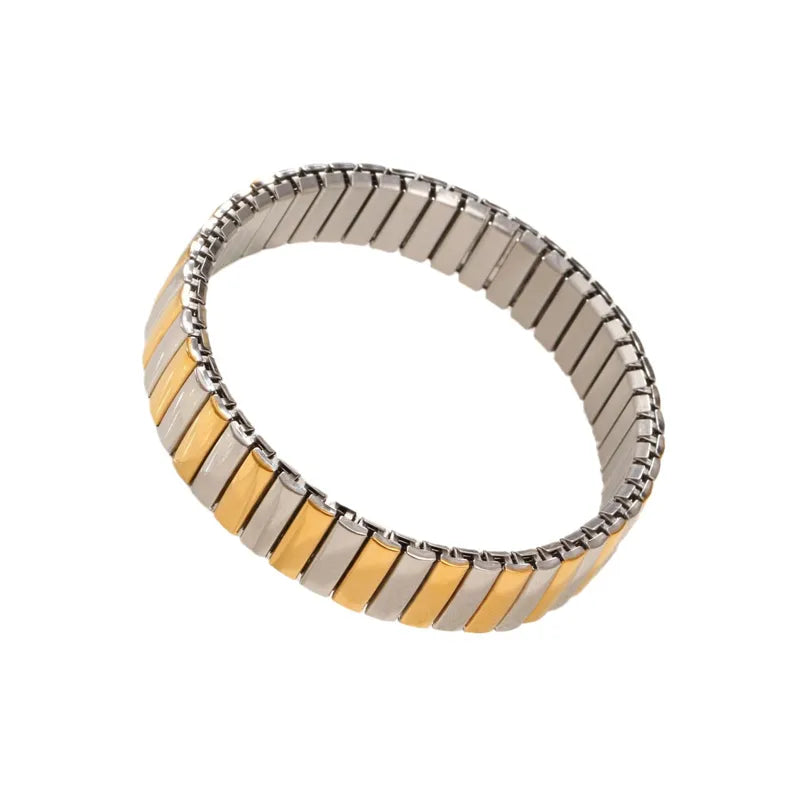 Silver and Gold 304 Stainless Steel Zircon Wristband