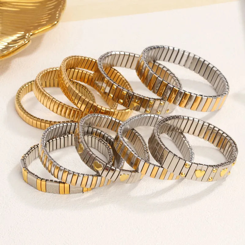 Silver and Gold 304 Stainless Steel Zircon Wristband