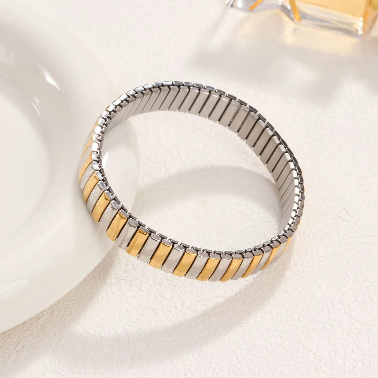 Silver and Gold 304 Stainless Steel Zircon Wristband