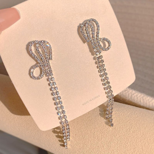 Style Butterfly Plating Inlay Sterling Silver Zircon Silver Plated Drop Earrings