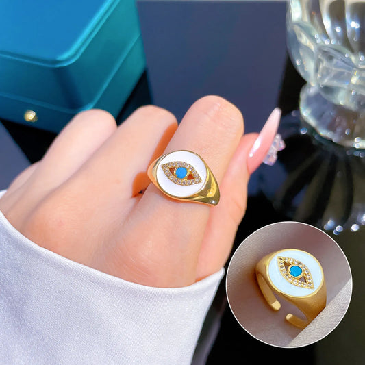 Eyes Of Gold Brass Gold Plated Zircon Ring