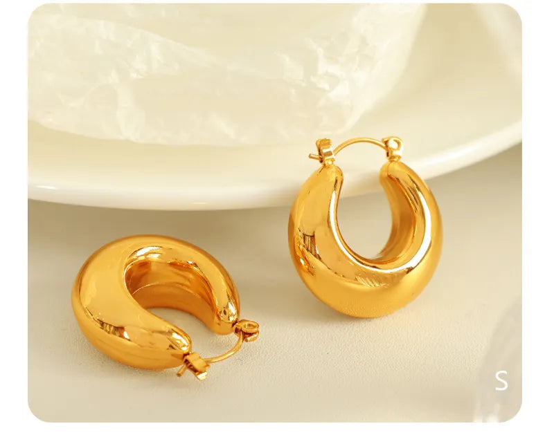 Vintage Style IG Style U Shape Polishing 304 Stainless Steel 18K Gold Plated Earring