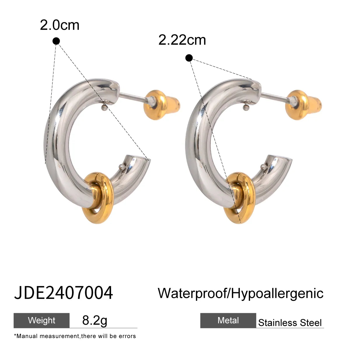 Pair Simple Style Classic Style C Shape 304 Stainless Steel Ear Studs