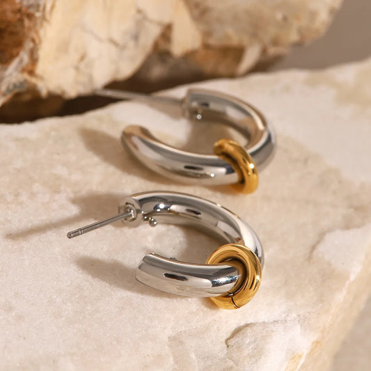 Pair Simple Style Classic Style C Shape 304 Stainless Steel Ear Studs