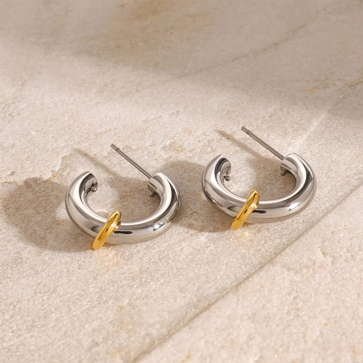 Pair Simple Style Classic Style C Shape 304 Stainless Steel Ear Studs