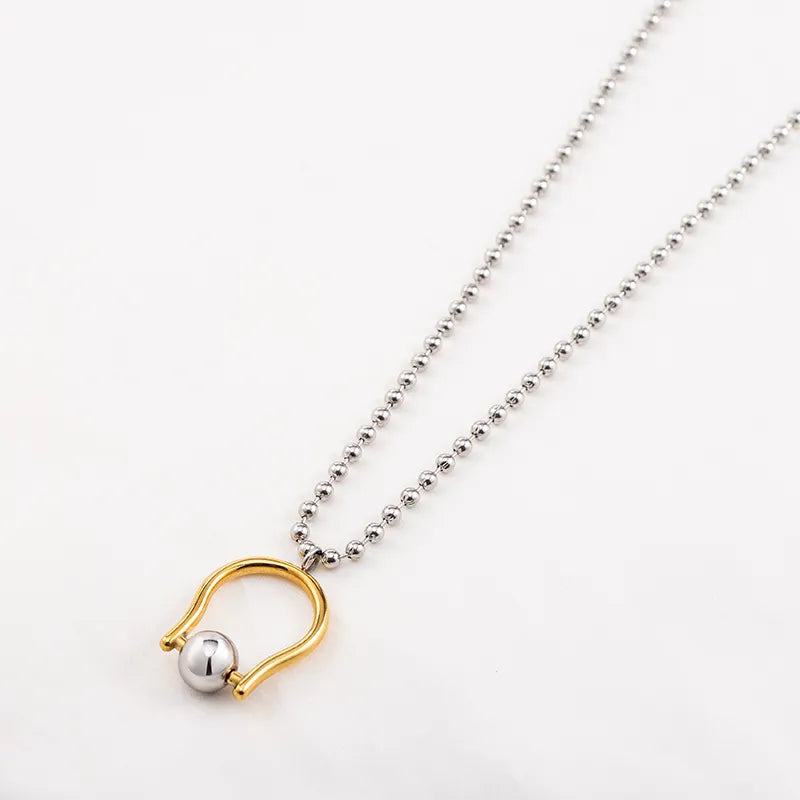 Stainless Steel 18K Gold Plated IG Style Geometric Polishing Pendant Necklace