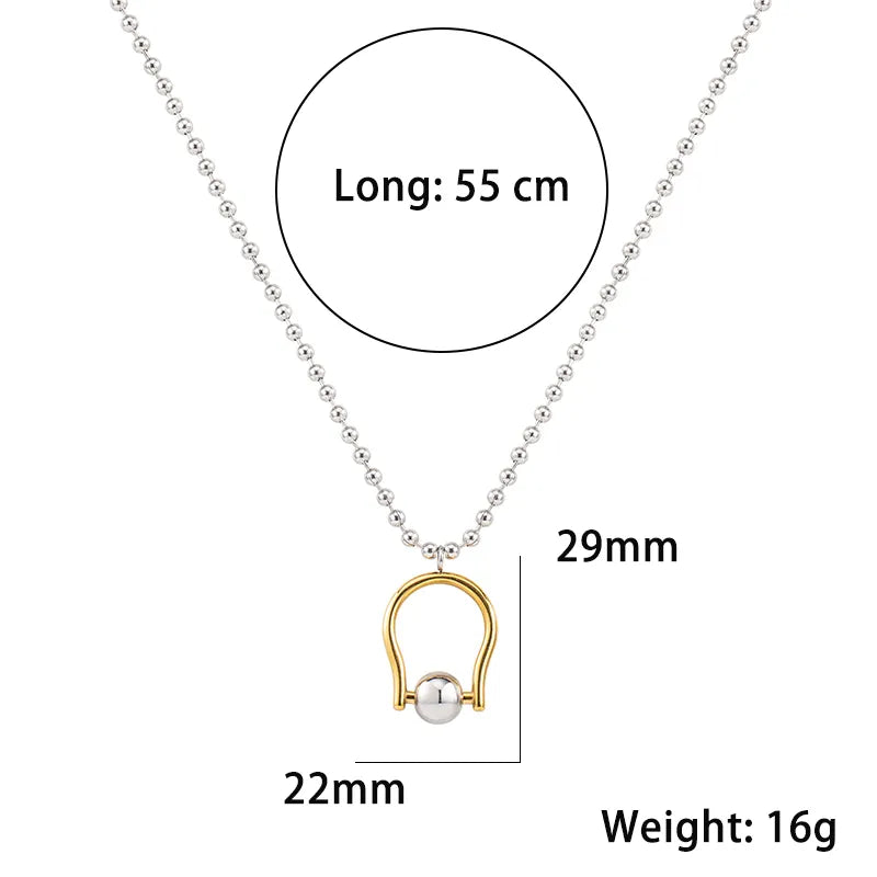Stainless Steel 18K Gold Plated IG Style Geometric Polishing Pendant Necklace
